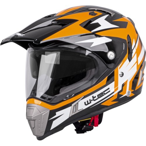 Motorcycle Helmet W-TEC Dualsport - Black-Fluo Orange