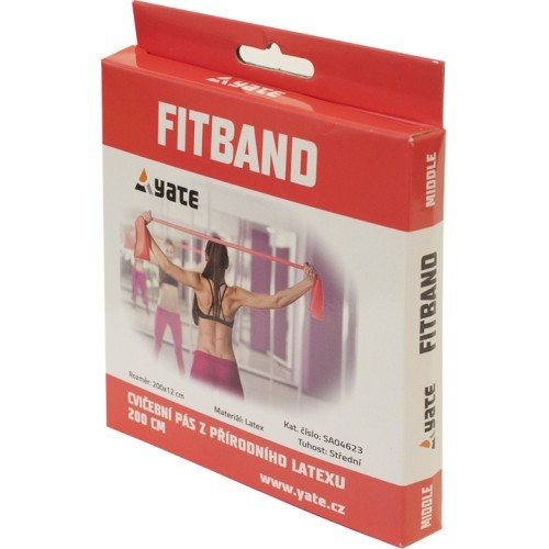 Резинка для фитнеса Yate, 200x12 см, средняя, красная
