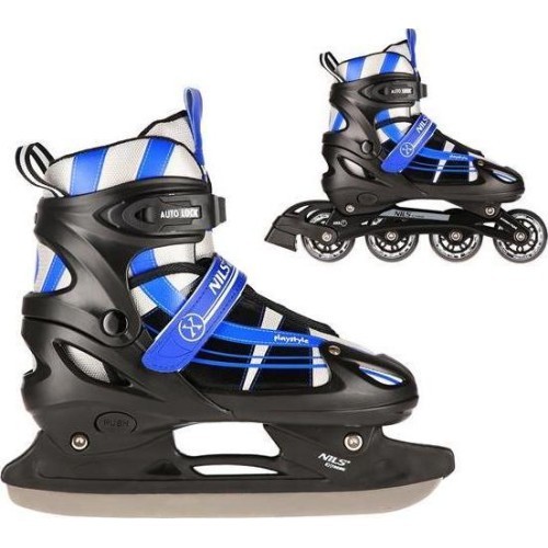 NH18366A 2IN1 IN-LINE SKATES/HOCKEY ICE SKATES - Blue-Green
