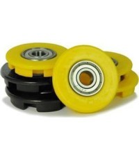 Buddy - Ratų gaubteliai 12 mm geltoni (4 vnt.) + juodi (2 vnt.)
