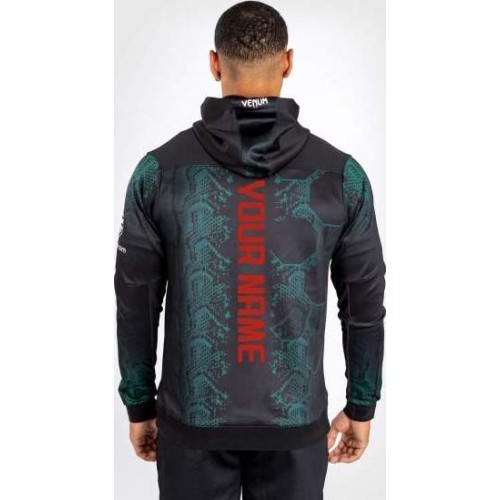 "UFC Adrenaline by Venum" personalizuotas autentiškas "Fight Night Walkout" vyriškas džemperis su gobtuvu - "Emerald Edition"