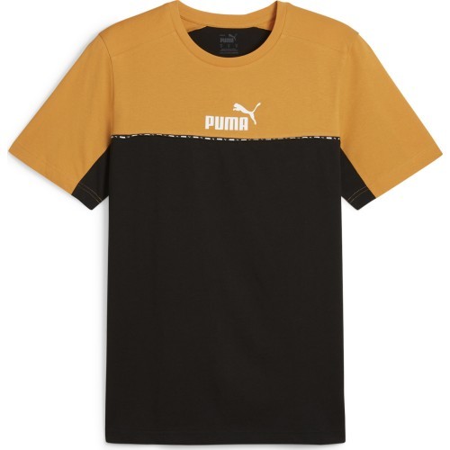 Puma Men's T-Shirt Ess Block X Tape Black Yellow 673341 91