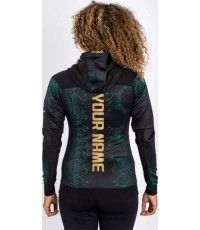 "UFC Adrenaline by Venum" personalizuotas autentiškas "Fight Night" moterų džemperis su gobtuvu - Emerald Edition - Green/Bla