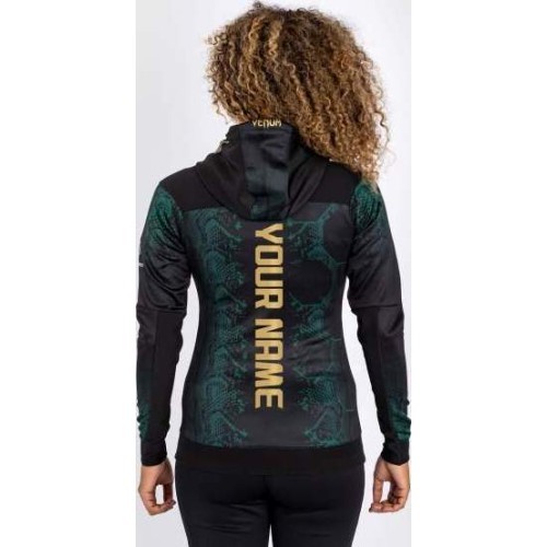 UFC Adrenaline by Venum Personalized Authentic Fight Night Women’s Walkout Hoodie - Emerald Edition - Green/Black/Gold