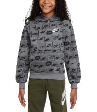 Nike толстовка для подростков K NSW Club FT Hdy AOP серая FN8741 084