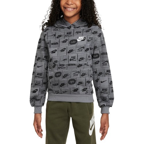 Nike толстовка для подростков K NSW Club FT Hdy AOP серая FN8741 084
