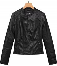Glo Story Women's Faux Leather Jacket Black WPY 4216-1
