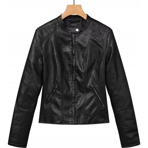 Glo Story Women's Faux Leather Jacket Black WPY 4216-1