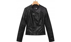 Glo Story Women's Faux Leather Jacket Black WPY 4216-1