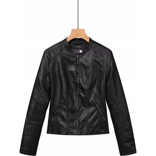 Glo Story Women's Faux Leather Jacket Black WPY 4216-1