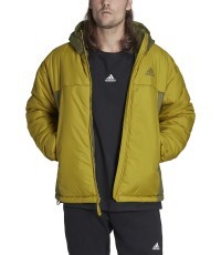 Куртка Adidas BSC 3S Puffy с капюшоном, зелёно-жёлтая HG8753