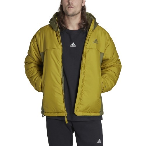 Куртка Adidas BSC 3S Puffy с капюшоном, зелёно-жёлтая HG8753