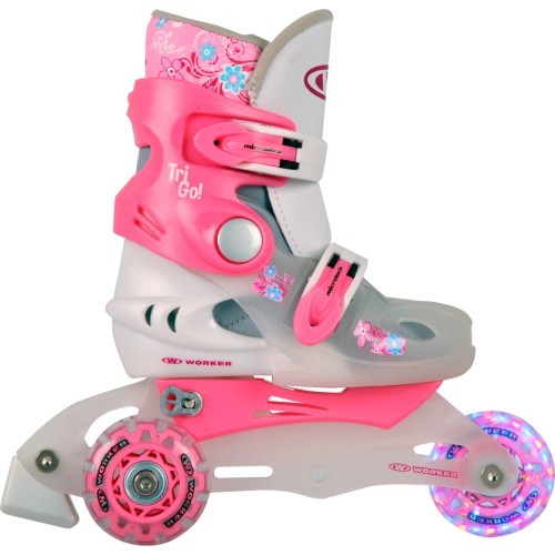 Children’s Rollerblades WORKER TriGo Skate LED – with Light-Up Wheels - Pink