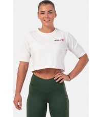Trumpi moteriški marškinėliai Nebbia Minimalist Logo 600 - Kreminė