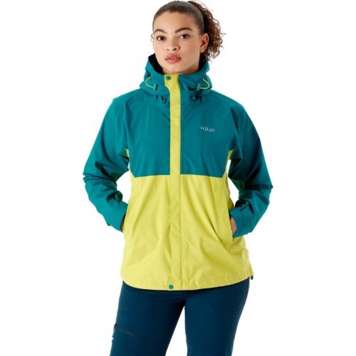 Women's Rain Jacket Rab Downpour Eco Jacket - Elektrinė/geltona