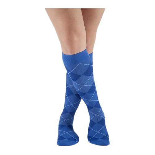 Kompresinės kojinės vyrams MICROFIBER SHADES, rombų raštai by SIGVARIS - Mėlyna