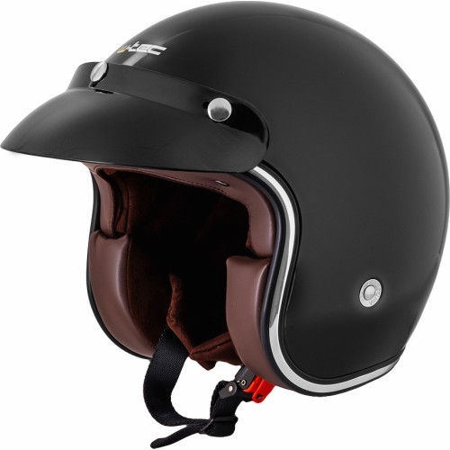 Motorcycle Helmet W-TEC YM-629 - Glossy Black with Brown Padding