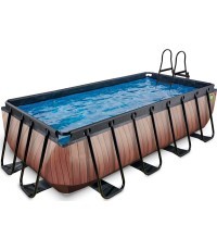 Бассейн EXIT Wood 400x200 см с песочным фильтр-насосом, коричневый