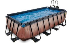 Бассейн EXIT Wood 400x200 см с песочным фильтр-насосом, коричневый
