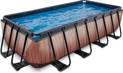 Бассейн EXIT Wood 400x200 см с песочным фильтр-насосом, коричневый