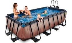 Бассейн EXIT Wood 400x200 см с песочным фильтр-насосом, коричневый