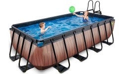 Бассейн EXIT Wood 400x200 см с песочным фильтр-насосом, коричневый