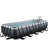 Бассейн EXIT Black Leather 540x250x100см с песочным фильтр-насосом – чёрный