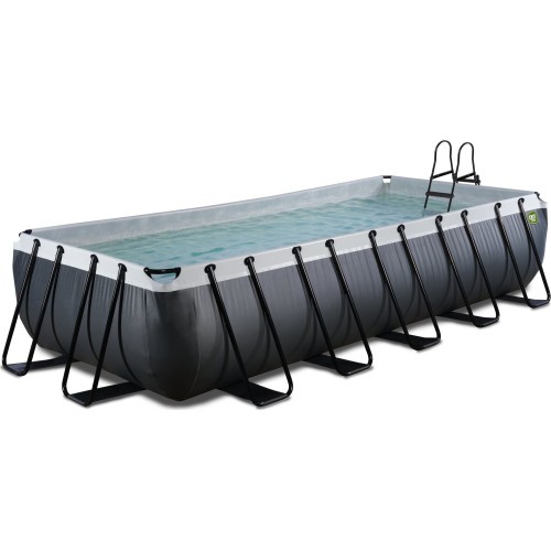 Бассейн EXIT Black Leather 540x250x100см с песочным фильтр-насосом – чёрный