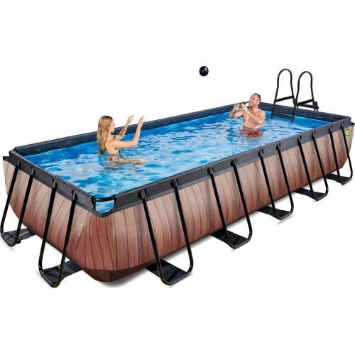 EXIT medinis baseinas 540x250 cm su smėlio filtro siurbliu – rudas
