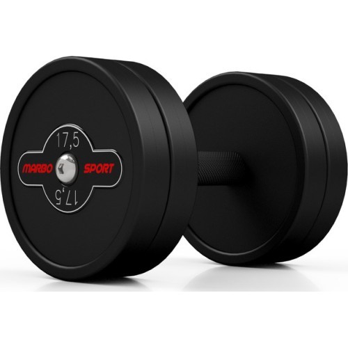 Gumuotas hantelis Marbo - 17,5 kg, juodas