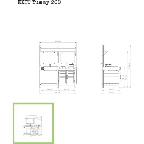 Деревянная уличная кухня EXIT Yummy 200 – натуральная