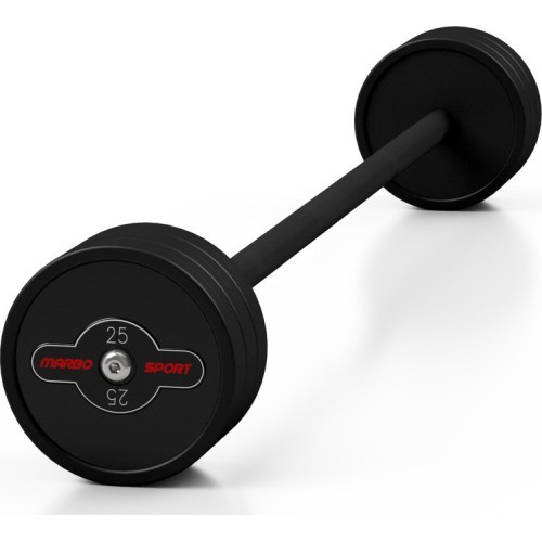 Rubberized straight barbell 25 kg mat black - Marbo Sport