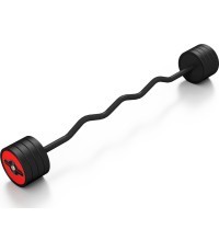 Fixed Weight Rubber Curled Barbell Marbo Sport, 35kg, Red