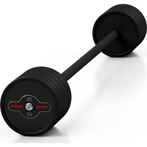 Rubberized straight barbell 45 kg mat black - Marbo Sport