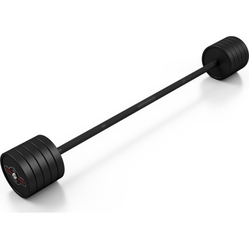 Rubberized straight barbell 45 kg mat black - Marbo Sport