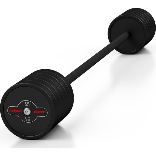 Gumuotas tiesus štangos grifas 55 kg, matinis juodas, Marbo Sport