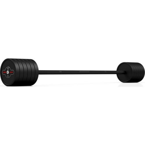 Rubberized straight barbell 55kg mat black - Marbo Sport