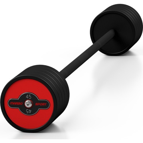 Обрезиненная штанга фиксированного веса Marbo Sport, 45 кг, красная