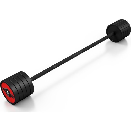 Fixed Weight Rubber Barbell Marbo Sport, 45kg, Red