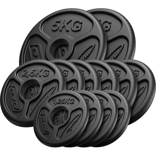 Ketaus svorių diskų komplektas Marbo, 30 kg (2x5 kg + 6x2,5 kg + 4x1,25 kg)