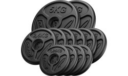 Ketaus svorių diskų komplektas Marbo, 30 kg (2x5 kg + 6x2,5 kg + 4x1,25 kg)