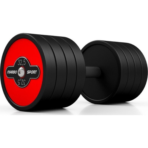 Стальная обрезиненная гантель Marbo Sport, 32,5 кг, красная