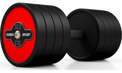 Plieninis gumuotas hantelis Marbo Sport, 32,5 kg, raudonas