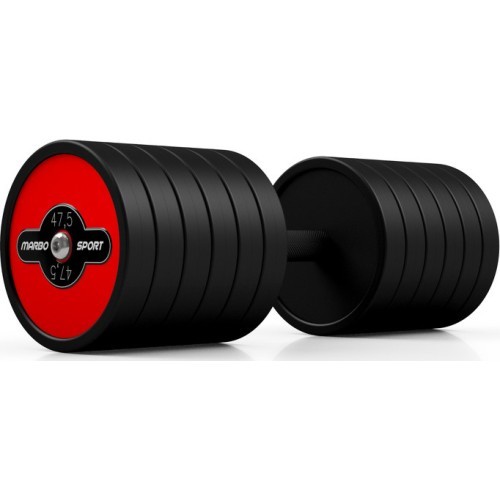 Гантель с резиновым покрытием Marbo Sport, красная, 47,5 кг