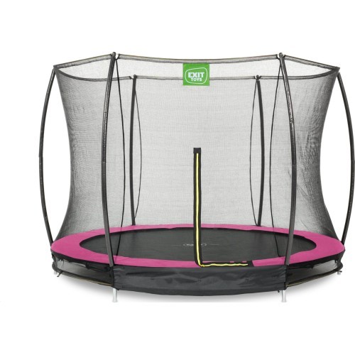 EXIT Silhouette ground trampoline ø305cm with safety net - pink Outdoor Round Coil spring Sunken trampoline