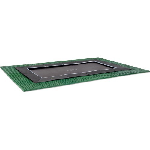 EXIT Dynamic ground level trampoline 275x458cm with Freezone safety tiles - black