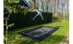 EXIT Dynamic ground level trampoline 275x458cm with Freezone safety tiles - black