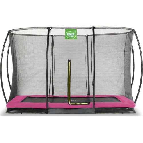 EXIT Silhouette ground trampoline 214x305cm with safety net - pink Outdoor Rectangular Coil spring Sunken trampoline