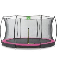EXIT Silhouette ground trampoline ø366cm with safety net - pink Outdoor Round Coil spring Sunken trampoline