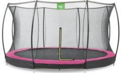 EXIT Silhouette ground trampoline ø366cm with safety net - pink Outdoor Round Coil spring Sunken trampoline